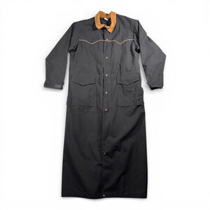 Vintage Great Threads Coat Adult EXTRA LARGE Black Duster Drover Western USA 80s
